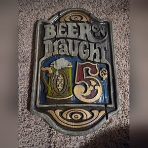 1970s VINTAGE SALOON BEER ON DRAUGHT 5 CENTS CHALKWARE SIGN